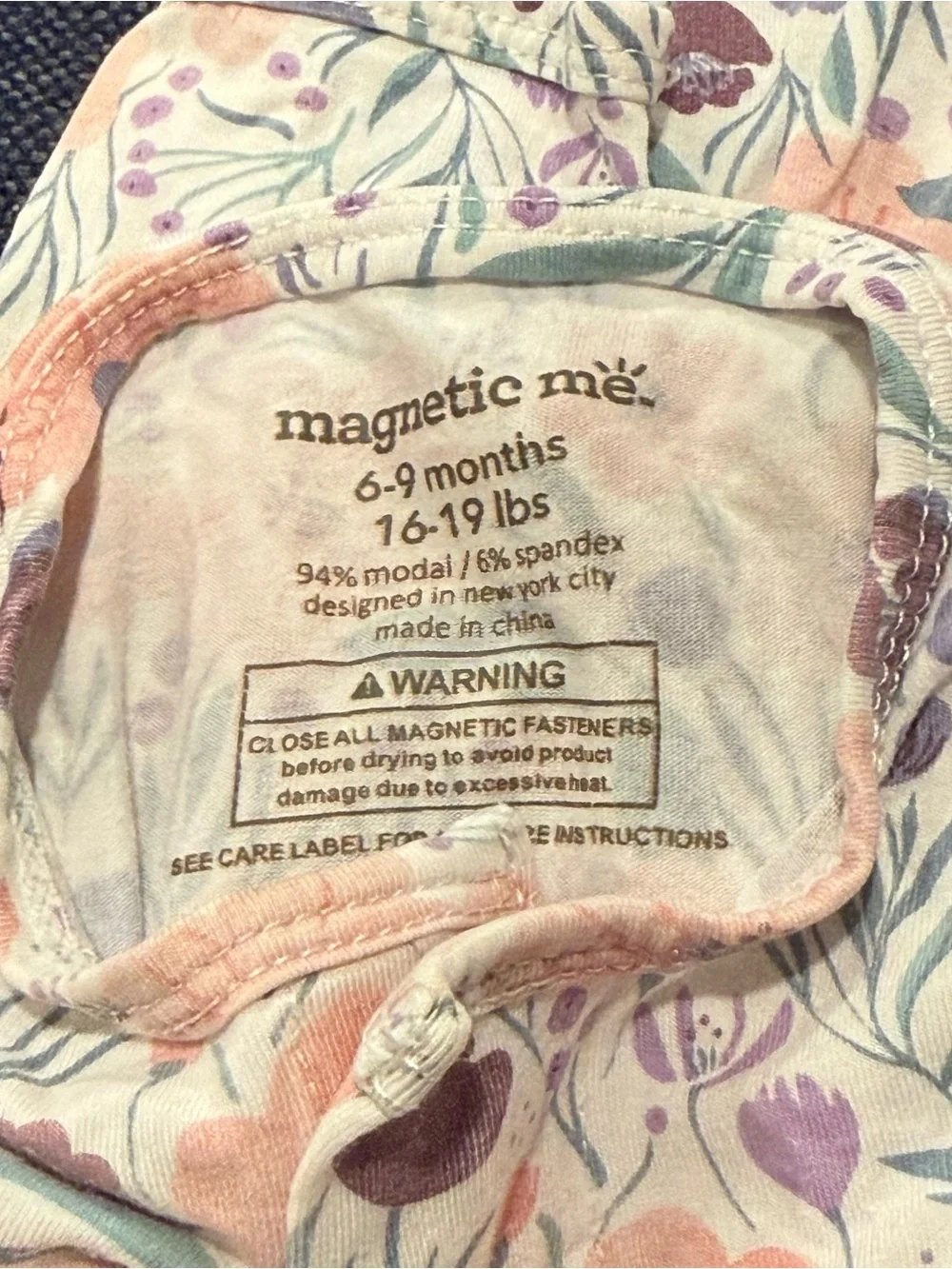 Magnetic Me Pink Lavender Purple Floral Footed Sleeper Footie Modal 6-9m Girls
